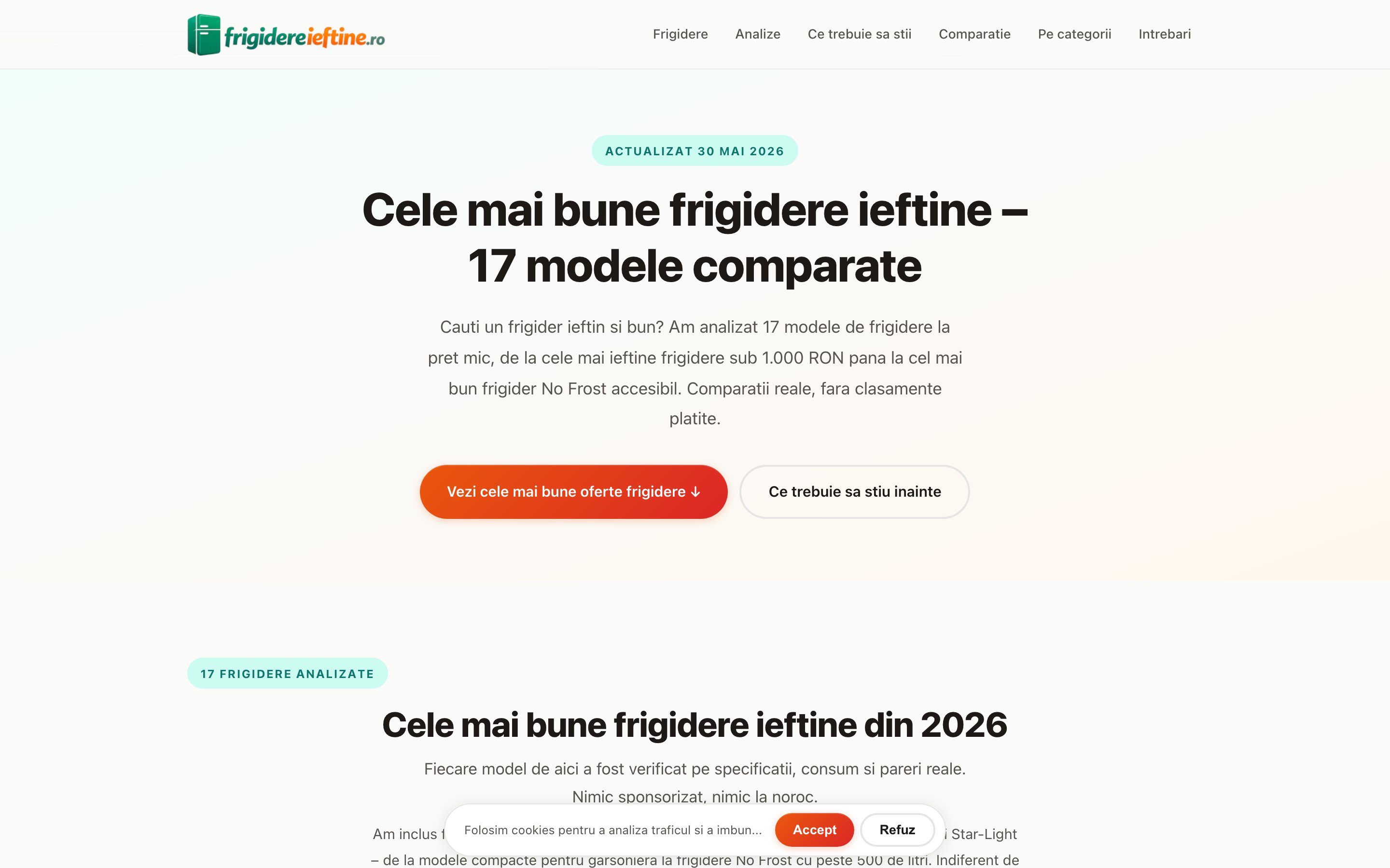 Screenshot Frigidere Ieftine